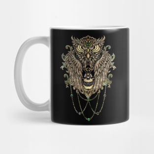 Elegant owl with skull Mug